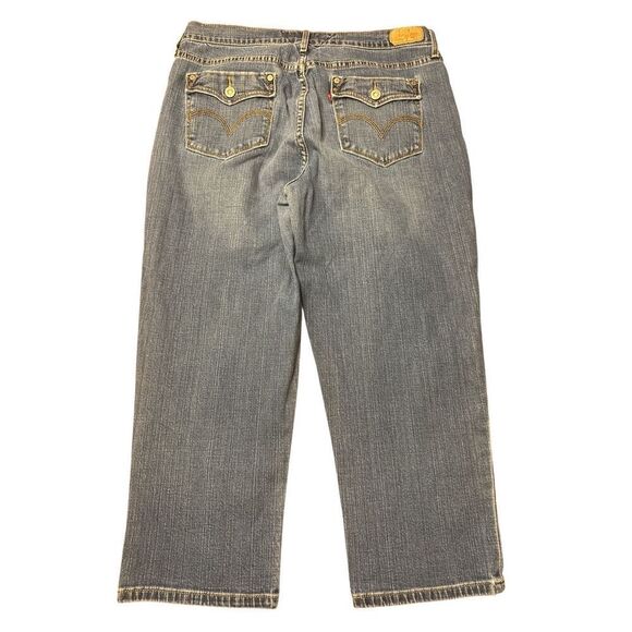 Levi's Women's Vintage Capri Mid Rise Stretch Red Tab 5 Pocket Blue Jeans Sz 12 - Picture 3 of 9